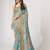 Sky blue organza saree with sequins embroidery & floral digital print