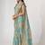 Sky blue organza saree with sequins embroidery & floral digital print