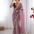 Onion pink exclusive designer dual shade gold net sequins saree with lace border