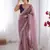 Onion pink exclusive designer dual shade gold net sequins saree with lace border