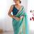 Sky blue exclusive designer dual shade gold net sequins saree with lace border