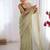 Green exclusive designer dual shade gold net sequins saree with lace border