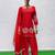 red crepe suit with sequin embroidery work