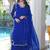 Royal-blue embroidered modal satin stitched straight cut kurta culottes dupatta readymade suits