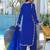 Royal-blue embroidered modal satin stitched straight cut kurta culottes dupatta readymade suits