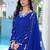Royal-blue embroidered modal satin stitched straight cut kurta culottes dupatta readymade suits