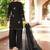 Black embroidered art silk stitched straight cut kurta culottes dupatta readymade suits