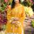 Yellow hand embroidery modal satin stitched straight cut kurta kalidar palazzo dupatta readymade suits