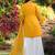 Yellow hand embroidery modal satin stitched straight cut kurta kalidar palazzo dupatta readymade suits