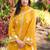 Yellow hand embroidery modal satin stitched straight cut kurta kalidar palazzo dupatta readymade suits