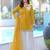 Dark-yellow hand embroidery modal satin stitched straight cut kurta kalidar palazzo dupatta readymade suits