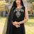 Black embroidered art silk stitched a line kurta palazzo dupatta readymade suits