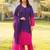 Dark-purple hand embroidery art silk stitched straight cut kurta pants dupatta readymade suits