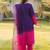 Dark-purple hand embroidery art silk stitched straight cut kurta pants dupatta readymade suits