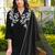 Black embroidered viscose georgette stitched straight cut kurta culottes dupatta readymade suits