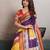 Purple elegant kalki silk digital print saree with unstitched blouse piece
