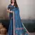 teal teal blue elegant kalki silk digital print saree with unstitched blouse piece
