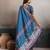 teal teal blue elegant kalki silk digital print saree with unstitched blouse piece
