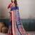 Blue elegant kalki silk digital print saree with unstitched blouse piece