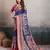 Blue elegant kalki silk digital print saree with unstitched blouse piece