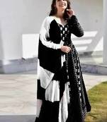 Jaipuri Black Anarkali Gown With Dupatta Set