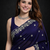 Purple Color Designer Embroidered Fandy Satin Silk Saree 