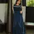 NAVY BLUE FRONT SLIT ANARKALI WITH SKIRT AND DUPATTA