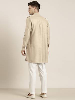 Beige cotton short pathani 2