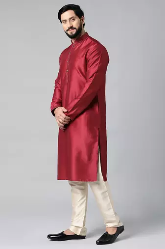 Black velvet embroidered jacket kurta set