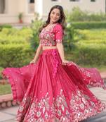 pink gold crush lehenga choli with embroidered work