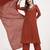 Yufta red mul chanderi silk thread work anarkali kurta trouser dupatta set