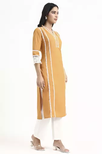  premium cotton poplin bronze kurta dupatta pant set