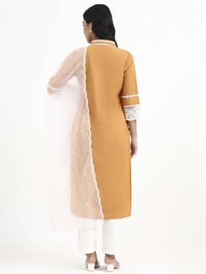  premium cotton poplin bronze kurta dupatta pant set 3