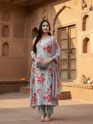  grey lensing straight kurta set 1