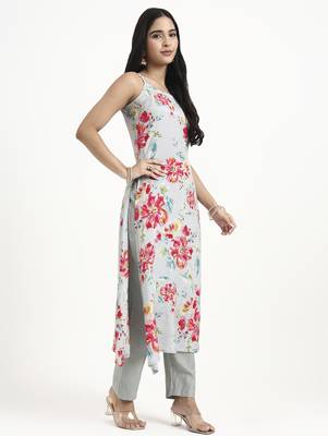  grey lensing straight kurta set 2