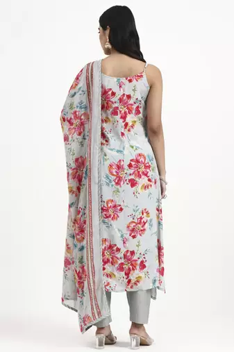  grey lensing straight kurta set