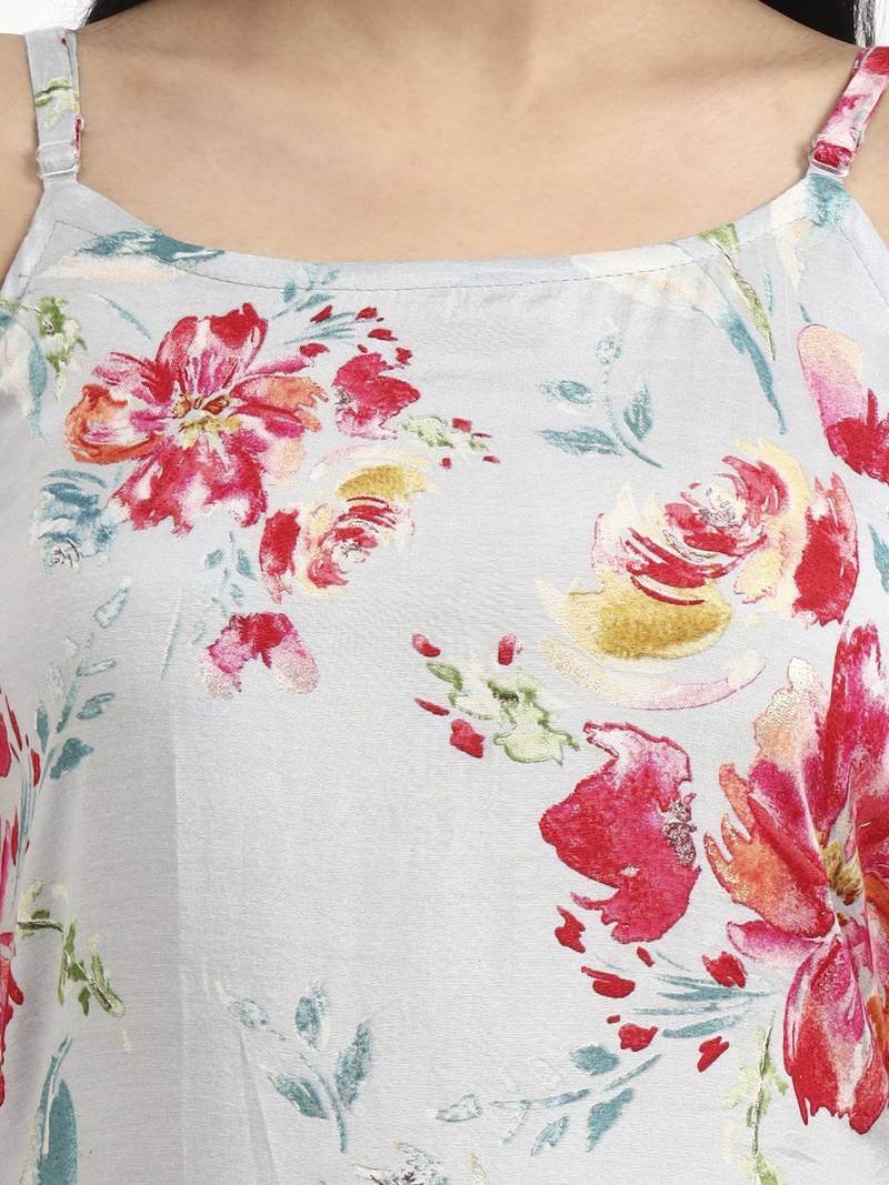 Yufta grey lensing straight kurta set