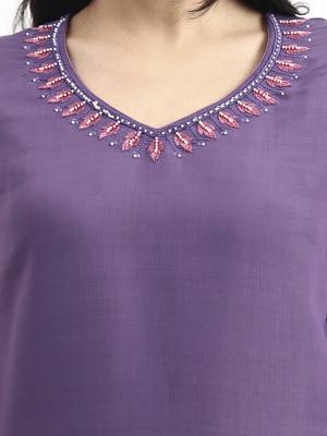  purple solid straight style chanderi silk lining kurta trouser dupatta set 4