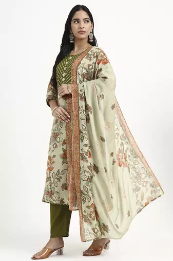  green lensing a line kurta trouser dupatta set