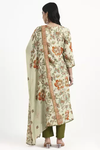 green lensing a line kurta trouser dupatta set