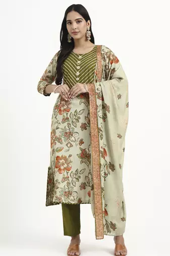  green lensing a line kurta trouser dupatta set