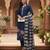 Yufta navy blue solid straight style chanderi silk lining kurta trouser dupatta set