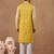 Yellow cotton silk embroidered kurta for men's