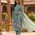 Yufta turquoise blue solid straight style chanderi silk lining kurta trouser dupatta set