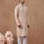 Pink cotton silk embroidered kurta for men's