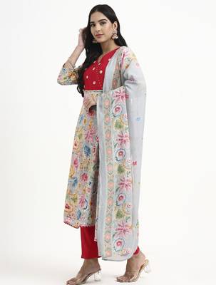  grey lensing a line latest yoke design kurta pant dupatta set 2