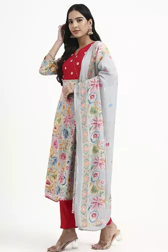  grey lensing a line latest yoke design kurta pant dupatta set