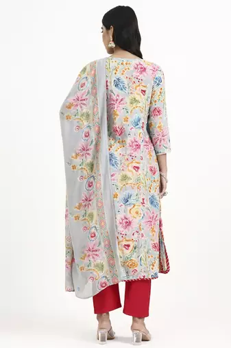  grey lensing a line latest yoke design kurta pant dupatta set