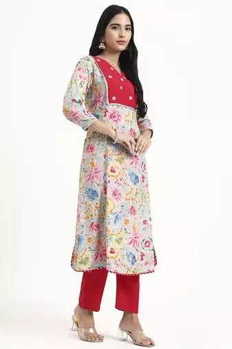  grey lensing a line latest yoke design kurta pant dupatta set