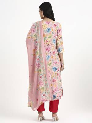 pink lensing a line latest yoke design kurta pant dupatta set 3